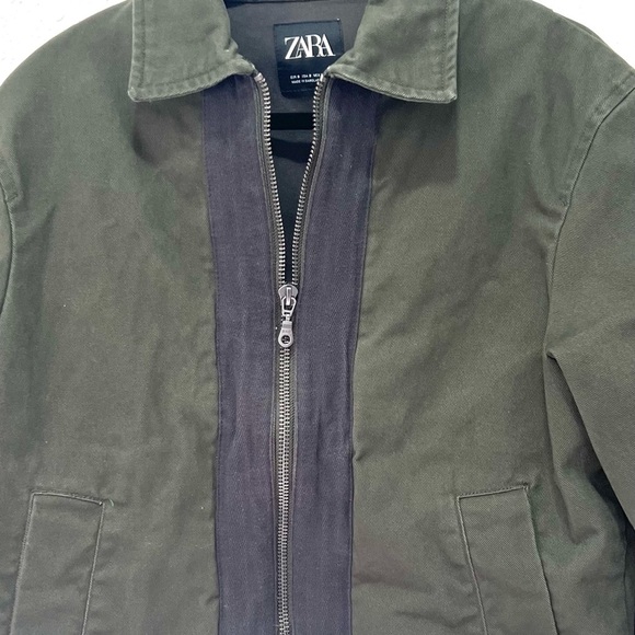 Zara full-zip front closure Green Shirt Jacket with Classic Collar S - Picture 4 of 13